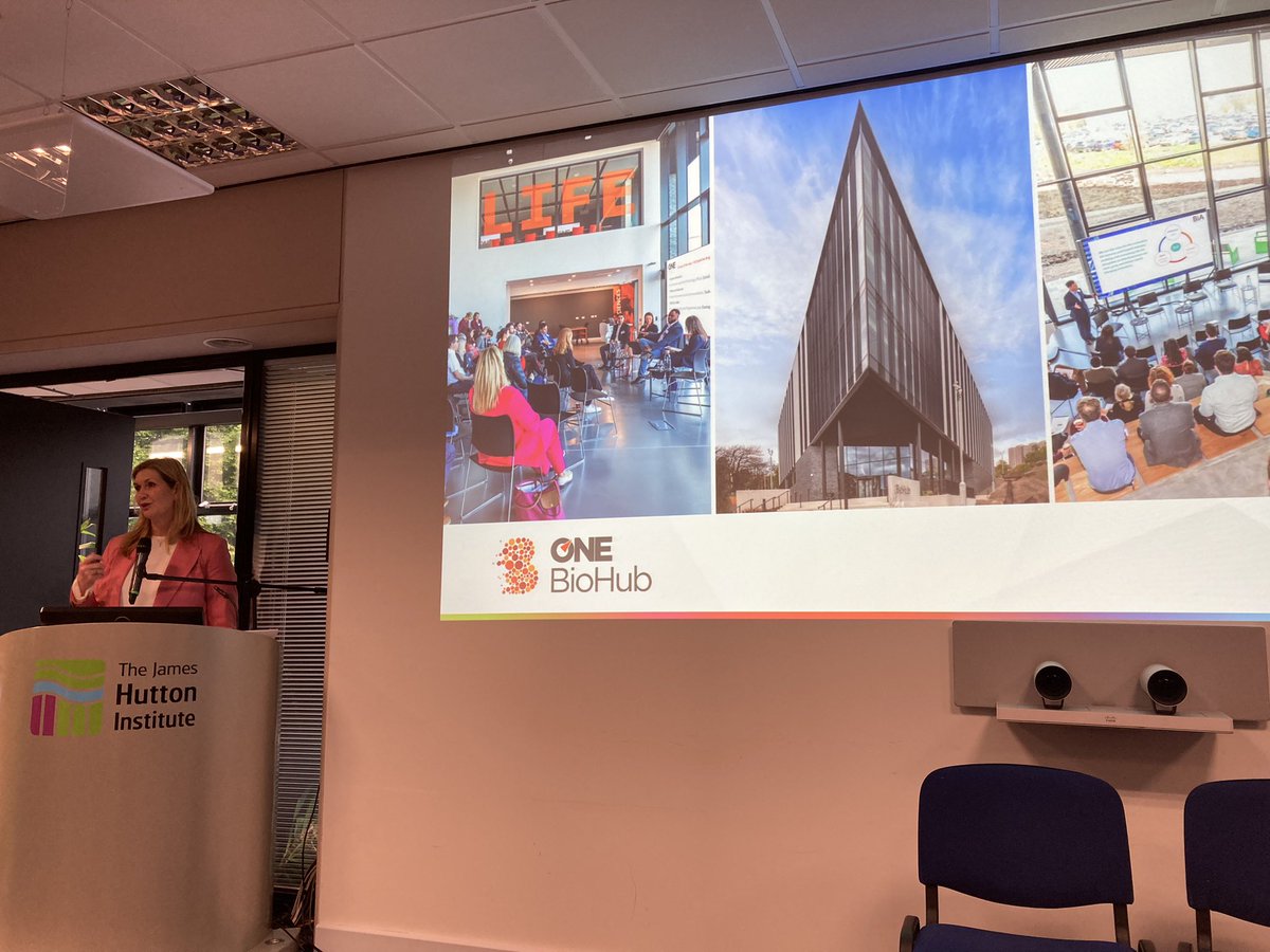 Opportunity_NE1's tweet photo. 📈 ONE CEO Jennifer Craw highlights private sector leadership in economic transformation &amp; the innovative places &amp; spaces boosting the entrepreneurial ecosystem in NE Scotland #ONETechHub #ONEBioHub #ONESeedPod at today's @chambertalk Investment Tracker launch @JamesHuttonInst https://t.co/oV2Nxt2qNW