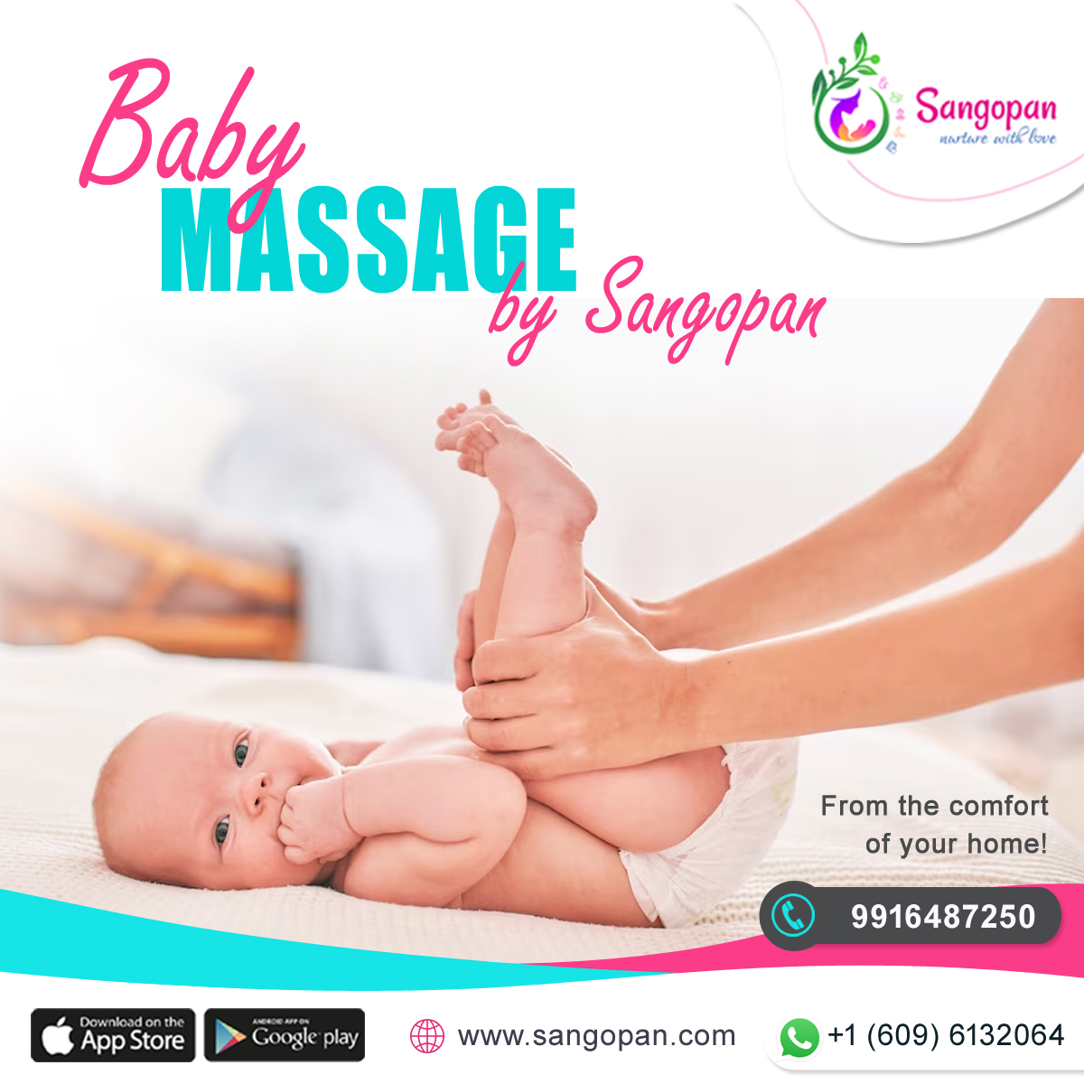 Complete Baby Massage Care Package by Sangopan, from the comfort of your home!

India: 9916487250
sangopan.com/products/baby-…

#sangopan #mothercare #mother #postnatalcare #momblogger #pregnancycare #babycare #massage #Babymassage #pregnancyhealth #yoga #pranayama #pregnancy