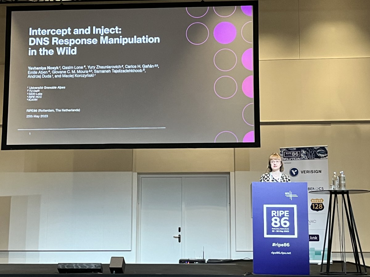 The #RIPELabs Article competition winner Yevheniya Nosyk is on stage now at #RIPE86 in the MAT Working Group! Watch the presentation at:
ripe86.ripe.net/programme/meet…

<a href="/ripemeeting/">RIPE 91 - Bucharest, Romania</a>