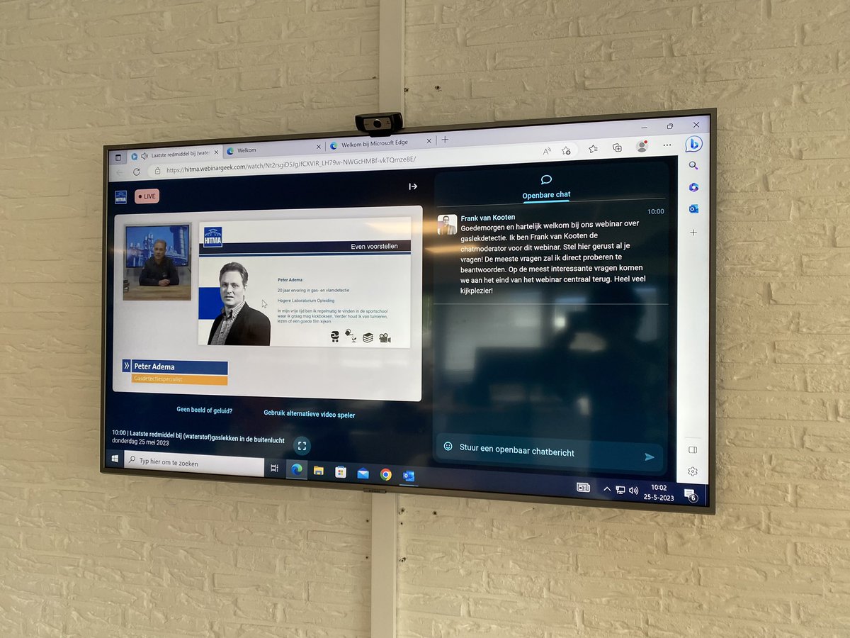 Ons webinar over gasdetectie als laatste redmiddel bij (waterstof)gaslekken in de buitenlucht is begonnen! Binnenkort ook terug te kijken via de website Hitma-Gasdetectie.nl