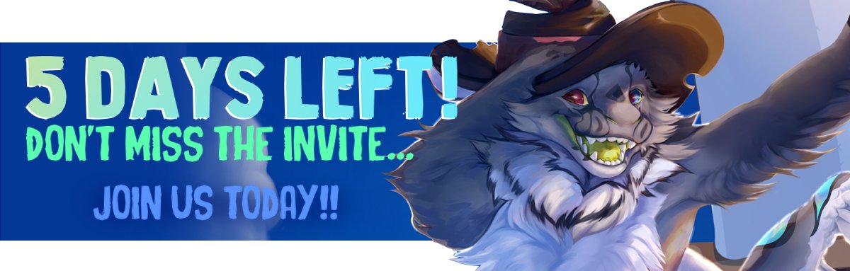 ThatAlbinoThing's tweet photo. 🌟 5 DAYS LEFT FOR PUBLIC INVITES TO THE NEW COMMUNITY SERVER!  🌟
🔸https://t.co/nkIybskJxn

It's getting BUSY in the new server!! Have you grabbed a piece of the pie yet?

(Art by @thosecatsticks// Don belongs to @dustydabean  <3) https://t.co/Yumr4oM8ca
