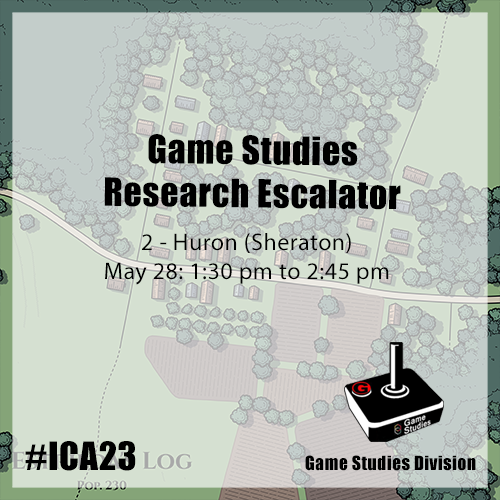 ICAGames's tweet photo. One of the neat parts of #ICA23 is our Research Escalator session, where we invite rising scholars to talk through their ideas with us. This year, we're over in 2 - Huron at 1:30pm. Come give your .02! https://t.co/54MbrFz6vy