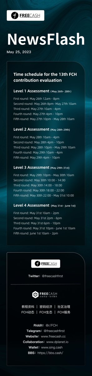 FreecashP's tweet photo. Mark your calendars for the 13th FCH Contribution Assessment. We've got 4 levels spread across several days. https://t.co/KqGzx9j39g