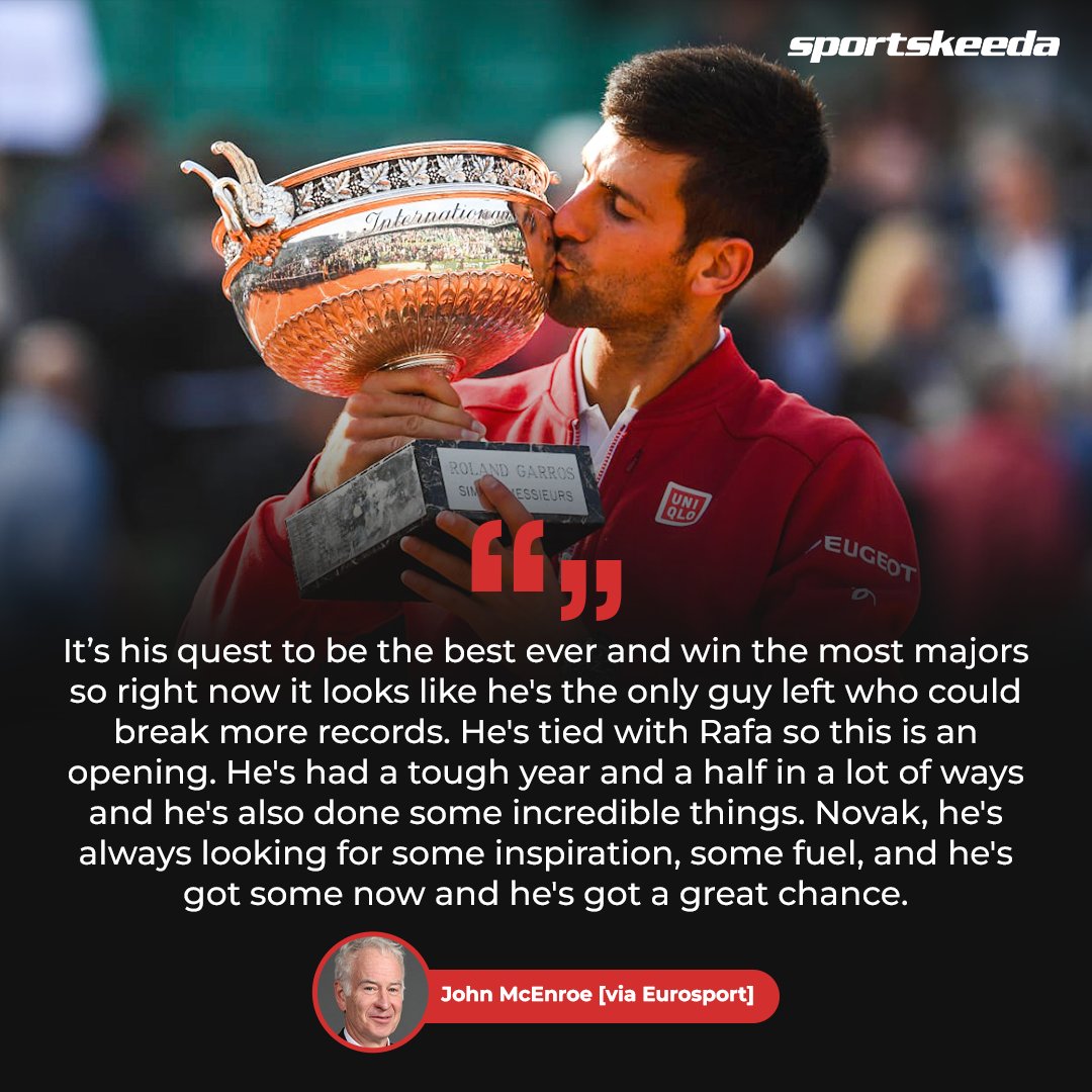 Do you agree with John McEnroe that Novak Djokovic has a great chance to break all time record? 🤔 #NovakDjokovic #JohnMcEnroe #FrenchOpen #RolandGarros #Tennis