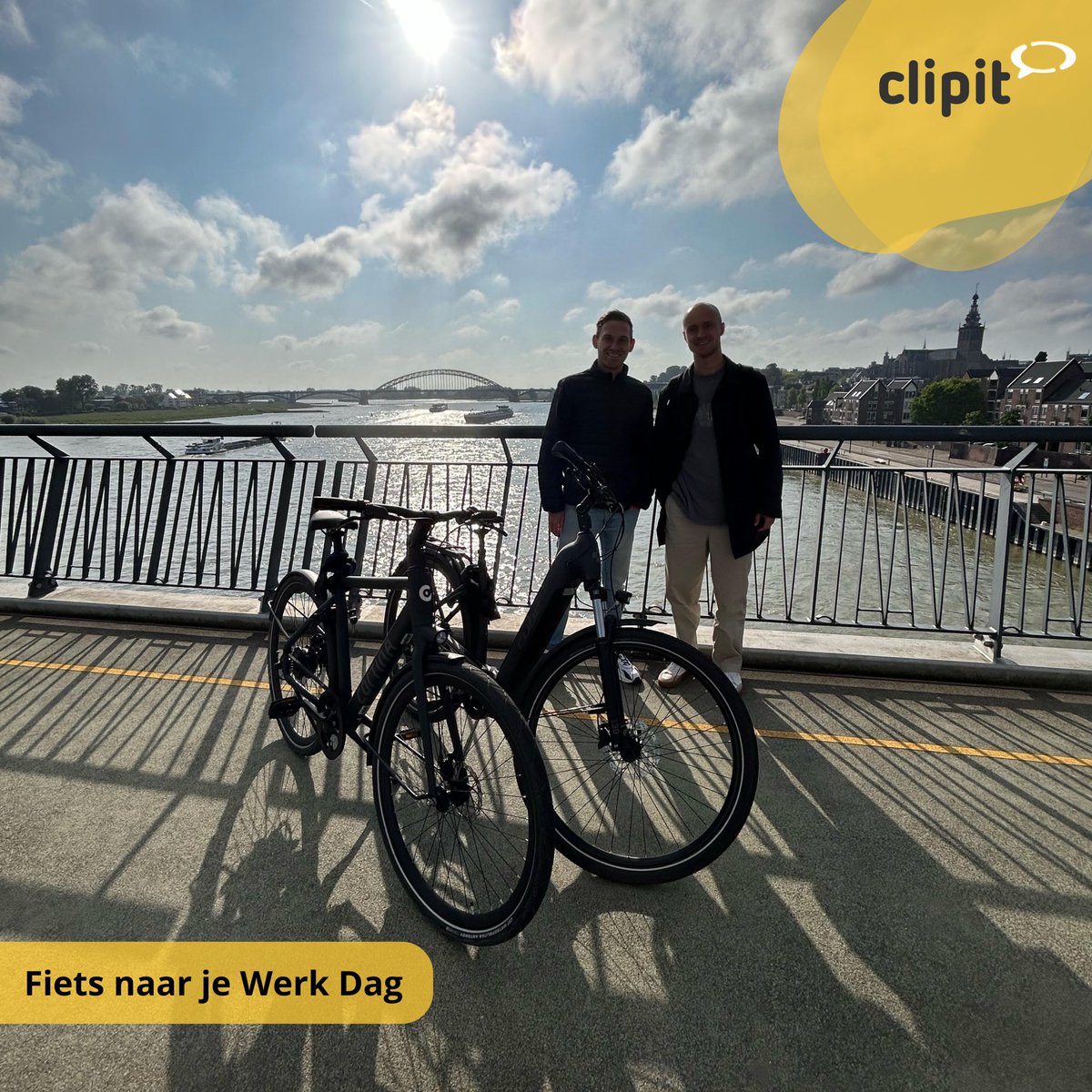 In onze mooie, maar drukke stad is de fiets een must om naar je werk te gaan. We stimuleren dit natuurlijk graag en sinds kort fietsen Kas &amp; Niels op hun e-bikes naar het werk. 

#fietsnaarjewerkdag #fietsen #ebikes #gezond #milieubewust