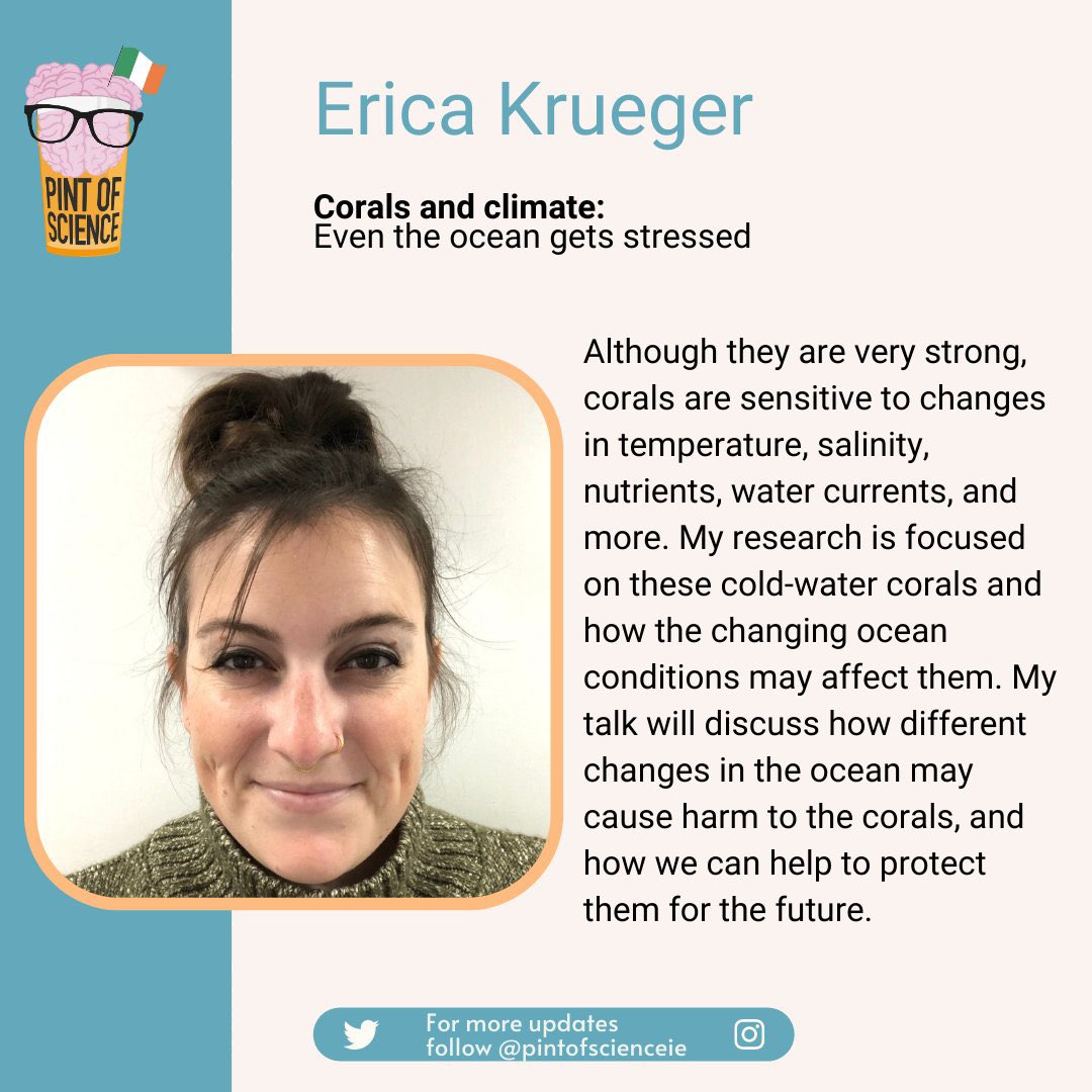 Congratulations Erica @etk89 on your presentation on Cold Water Corals as part of the international #PintOfScience festival! 
@TCD_Environment @TCDOnTheRocks @TCD_NatSci @iCRAGcentre @AICBRN @GeolSurvIE 👏👏👏