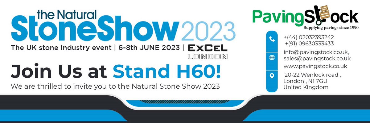 We are thrilled to invite you to the Natural Stone show 2023 at London Excel, Join Us at Stand H60!