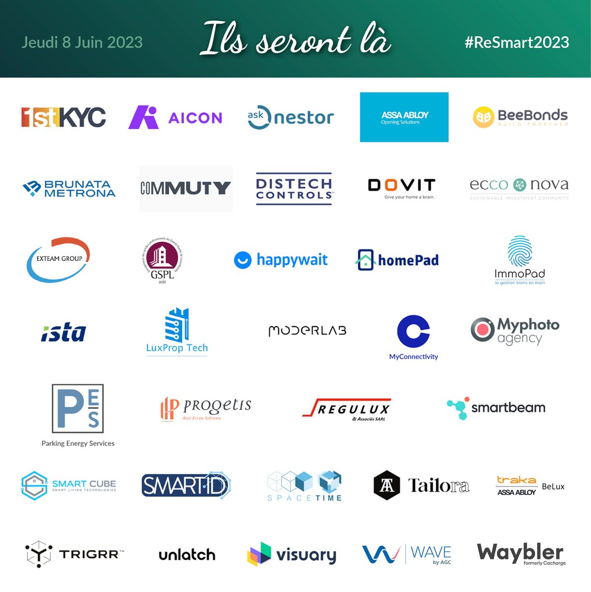 ReSmart2023's tweet image. ✅ Nous vous présentons les exposants qui seront présents le 8 Juin à l&apos;occasion du salon Re-Smart !
👉 Cliquez-ici pour réserver votre billet : re-smart.lu/tickets/

#Resmart2023 #innovation #immobilier