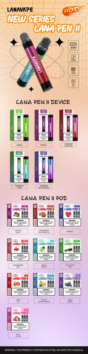 Lanapods's tweet photo. LANA PEN II换弹式烟弹
口数:800口
注油量:2.5ml
尼古丁含量:3%
规格:3颗/盒
10个口味
if you are interested , welcome to inquiry ,Email: lana@lanavape.com
zalo & WhatsApp: +86 13827912599
https://t.co/cLe6Z4kmuj
Wechat: lanapod
Line:lanavape
#lanapenII #Lanavape, #lanapod https://t.co/0BhUA5AOMR