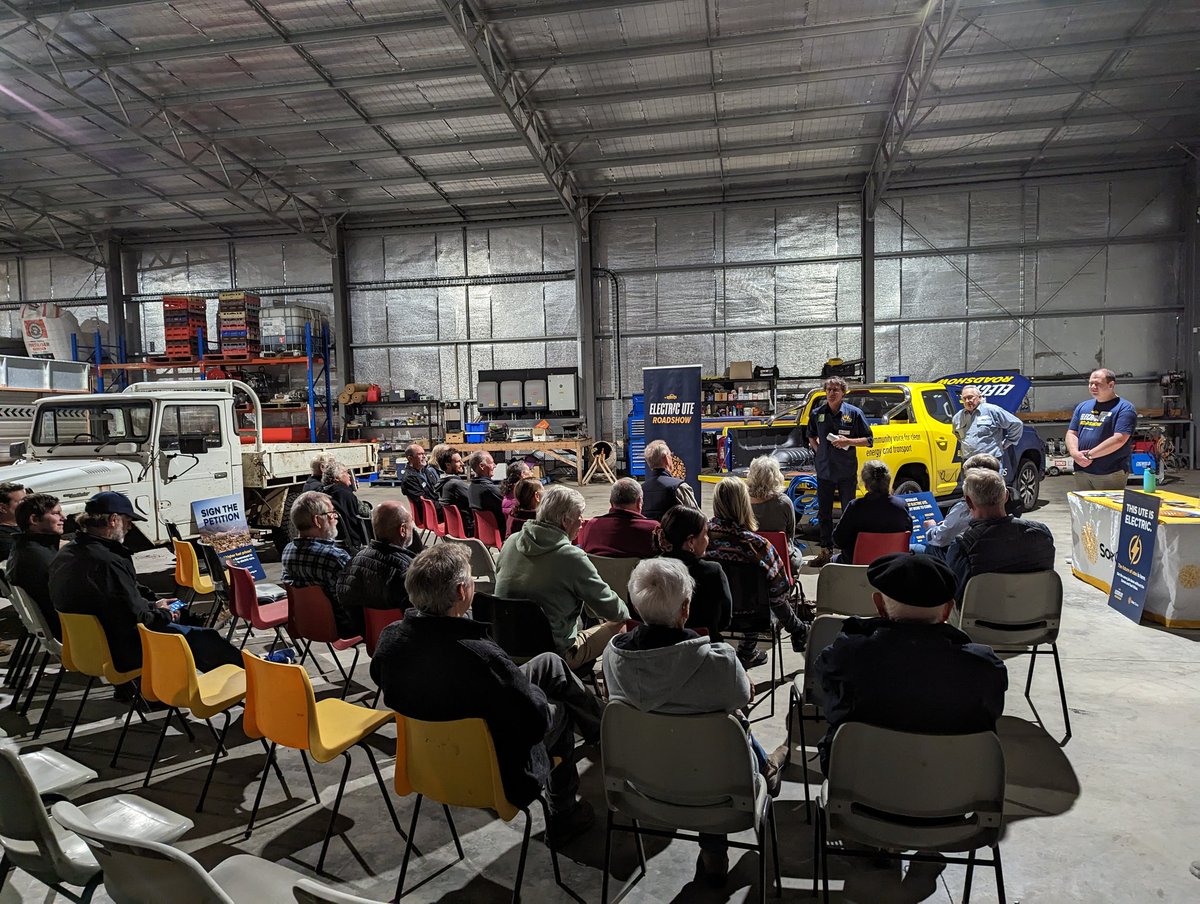 ev_ute_roadshow's tweet photo. We've heard that the huge upfront cost, availability of vehicles (esp #4WDs and utes!), and reliability of #charging infrastructure are all big barriers to regional folks adopting #EVs.
#ElectricUteRoadshow #RechargingTheRegions https://t.co/Xa4xuIbgY6