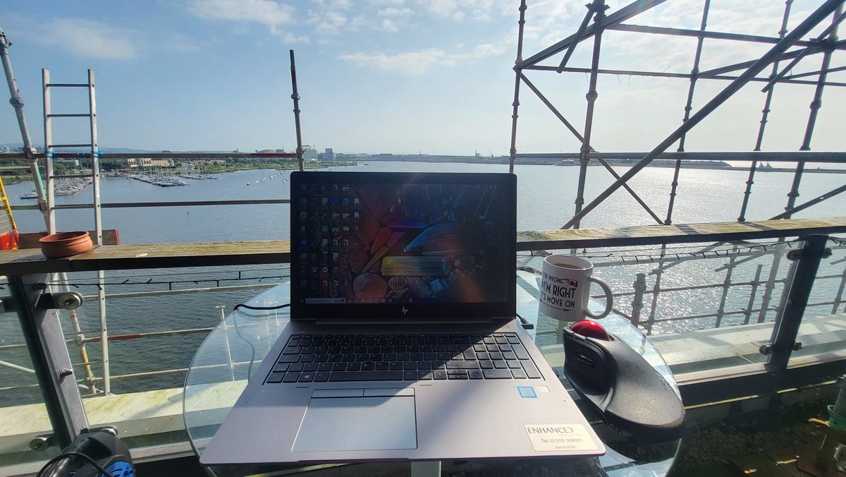 MrTouchscreen's tweet photo. Working from home this morning.
#cardiffbay 
#WFH
#ignorethescaffold https://t.co/UvIWrRWRJe