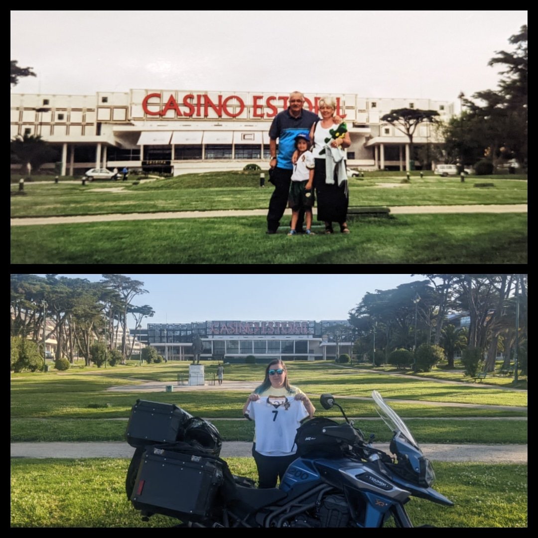 ameliaa513's tweet photo. Last year's road trip to my dad's home town💜🇵🇹
Same football shirt, same spot, 21 years apart. 
#estoril #casinoestoril https://t.co/u47eDAHZuo