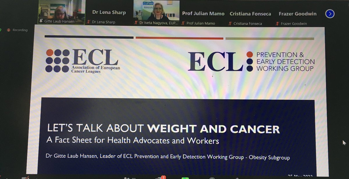 Proud to be part of a panel discussion on cancer and weight today, during the first day of the European Week Against Cancer #EWAC #PrEvCan #CANCERCODE @cancernurseEU @OncoAlert @CancerLeagues @EU_Health