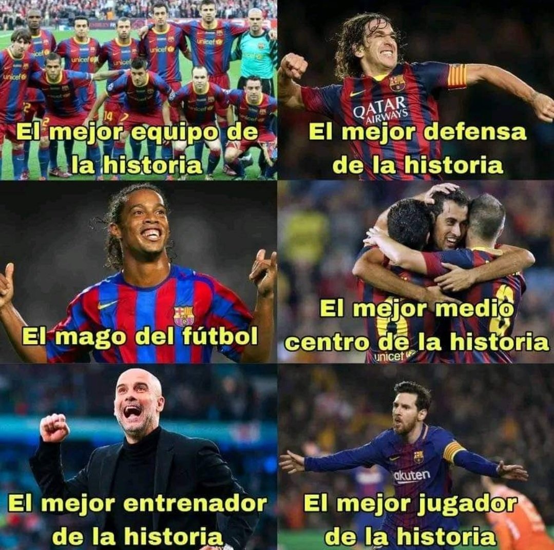 La Grandeza Culé 🔵🔴

#ElMejorEquipoDeLaHistoria #TiburonPuyol #Ronaldinho10 #PepGuardiola #ElMejorMedioCampoDeLaHistoria #IniestaXaviBusquets #LeoMessi #GOAT𓃵