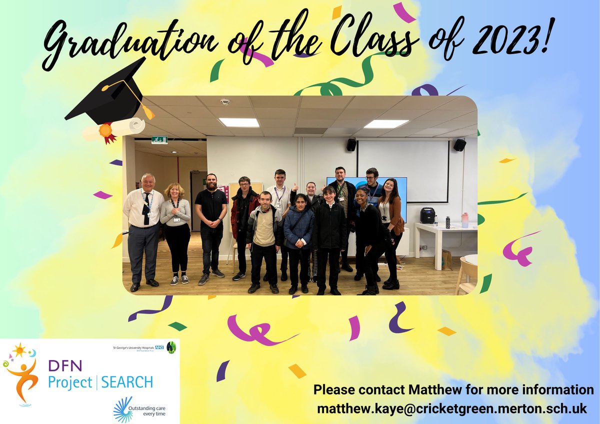 It’s nearly time for our Interns to graduate! 
If you would like to support our Interns, please get in contact. 
@dfnsearch @cricketgreensch @StGeorgesTrust #supportedinternship #inclusionrevolution #InclusionMatters #learningdisabilities #learningdifficulties #autism #adhd