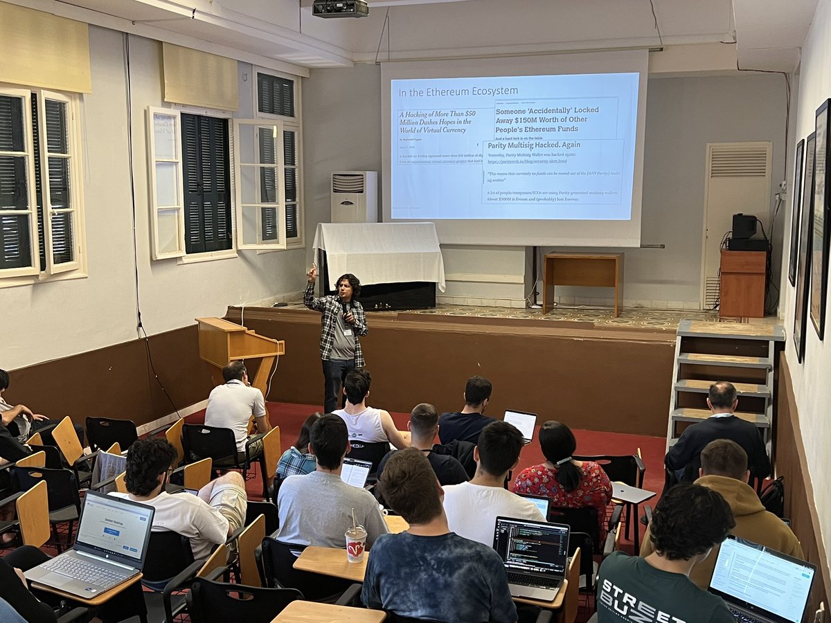 The PuB (@pblockchainlab) on Twitter photo Diego Garbervetsky giving a crash course on formal verification of smart contracts at the #MEGA_ACE Summer School. <a href="/AlgoFoundation/">Algorand Foundation</a> <a href="/PurdueCS/">Purdue Computer Science</a> <a href="/csatrpi/">rpics</a> <a href="/coinfabrik/">CoinFabrik</a> <a href="/TAMUECE/">Texas A&M Electrical and Computer Engineering</a> Diego Garbervetsky giving a crash course on formal verification of smart contracts at the #MEGA_ACE Summer School. <a href="/AlgoFoundation/">Algorand Foundation</a> <a href="/PurdueCS/">Purdue Computer Science</a> <a href="/csatrpi/">rpics</a> <a href="/coinfabrik/">CoinFabrik</a> <a href="/TAMUECE/">Texas A&M Electrical and Computer Engineering</a>
