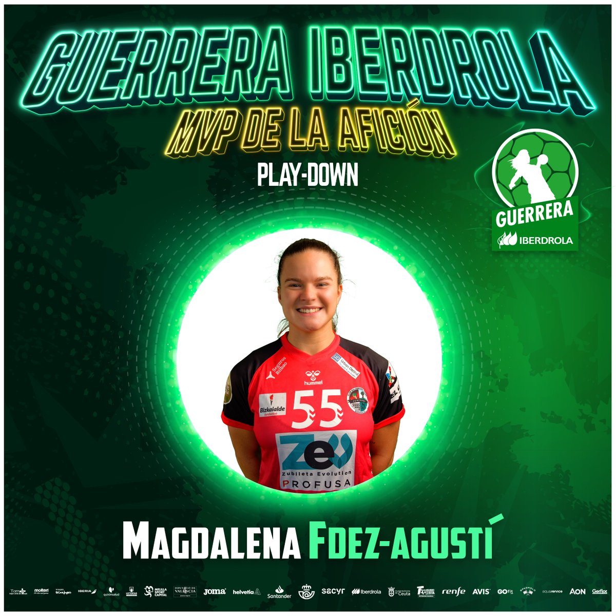 🌟 ¿Quién será la #GuerreraIberdrola del Play-down? 🤾‍♀️ RT para votar a @Mada_Fernandez5 (@CbmZuazo) 🗳️ ¡Deja tu voto hasta las 15:30h. y elige a la mejor de la segunda fase! 💚 #SheLovesHandball #LigaGuerrerasIberdrola