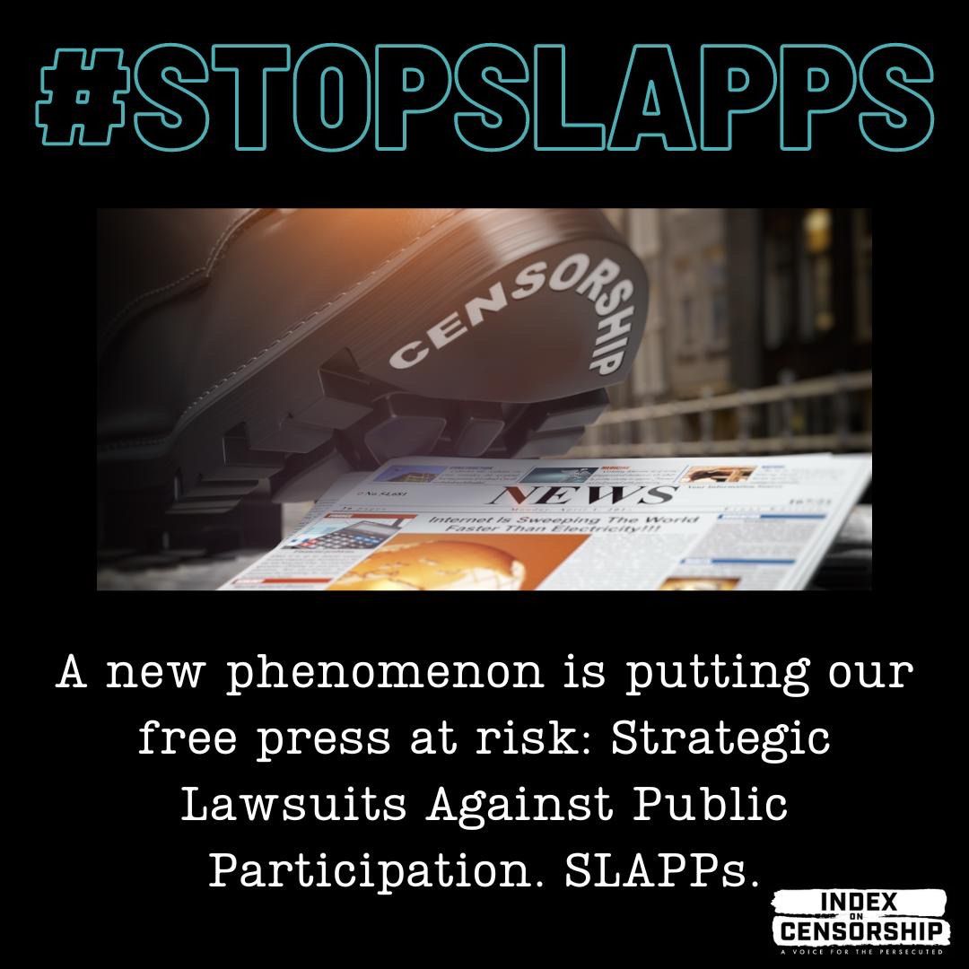 IndexCensorship's tweet photo. #SLAPPs: A free media is the cornerstone of democracy. 
Journalists should not have to risk bankruptcy to defend stories that are accurate and in the public interest because a rich and powerful entity wants their secrets guarded. #StopSLAPPs #mediafreedom https://t.co/bLD7DFOpuL