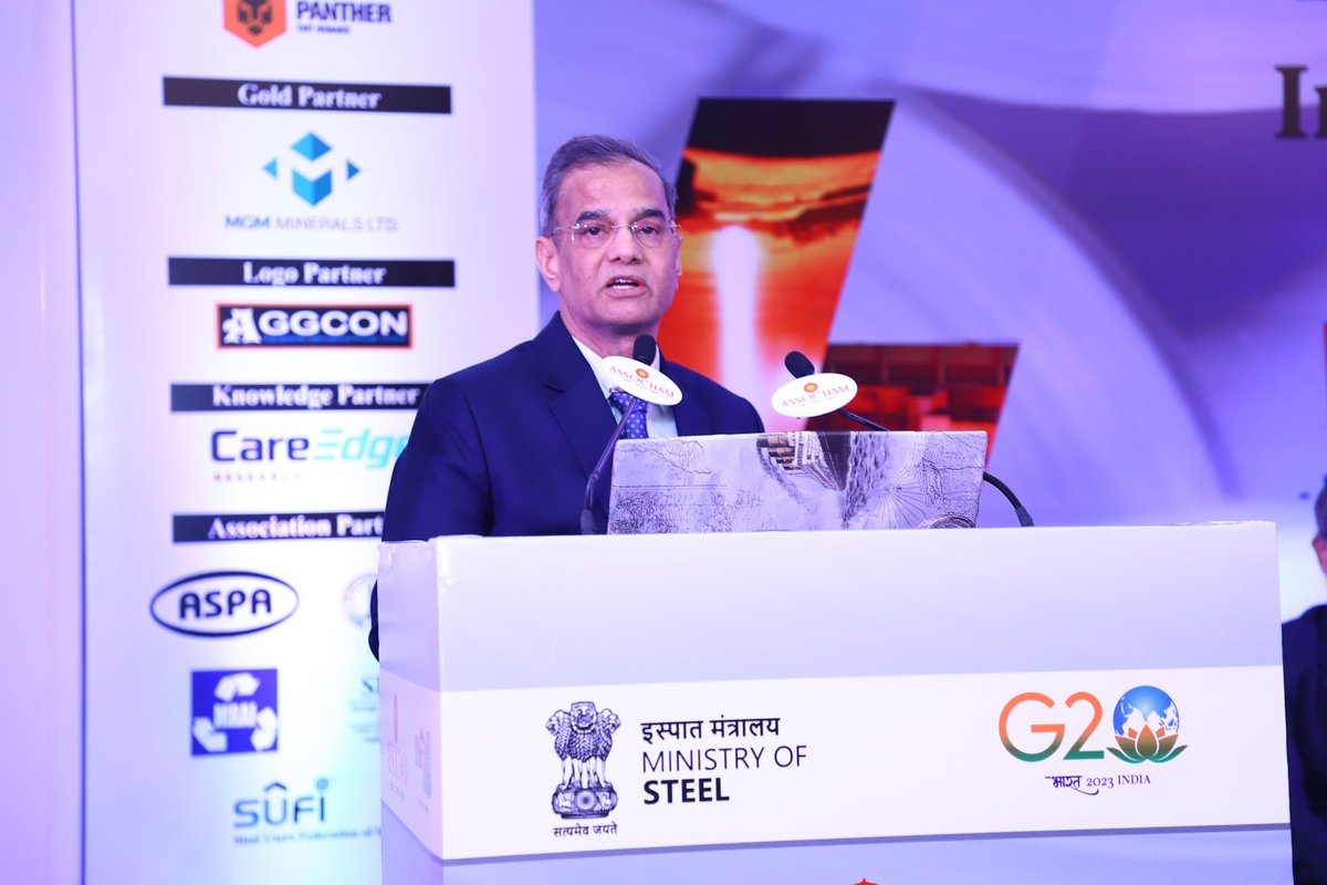 ASSOCHAM4India's tweet photo. Vinod Nowal, Chairman, ASSOCHAM National Council on Iron & Steel & Chairman JSW Bhushan Power & Steel Ltd. at the #IndiaSteelSummit, highlights the significance of the #SteelIndustry & :
⏺️Its potential to contribute over 2% of the GDP.
⏺️Achieve a production target of 300 million tons per annum by 2030.
⏺️Addresses critical challenges such as raw materials, supply chain, shortages, and infrastructure while emphasizing the importance of tackling carbon emissions.
@g20org,@vnowal,@SteelMinIndia,@JM_Scindia,@fskulaste,@NITIAayog,@MinesMinIndia,@JoshiPralhad,@raosahebdanve,@thejswgroup,@jsplcorporate,@TataSteelLtd,@AMNSIndia,@NITIAayog,@Jindal_Official,@vnowal,@iimetals_india,@mrai_india,@spongeiron1,@sufisteelindia, @coal__shastra, @construction_ct,@equipment_times,@steelworld2,@CareEdge_Group,@JindalPanther,@AggconEquipment