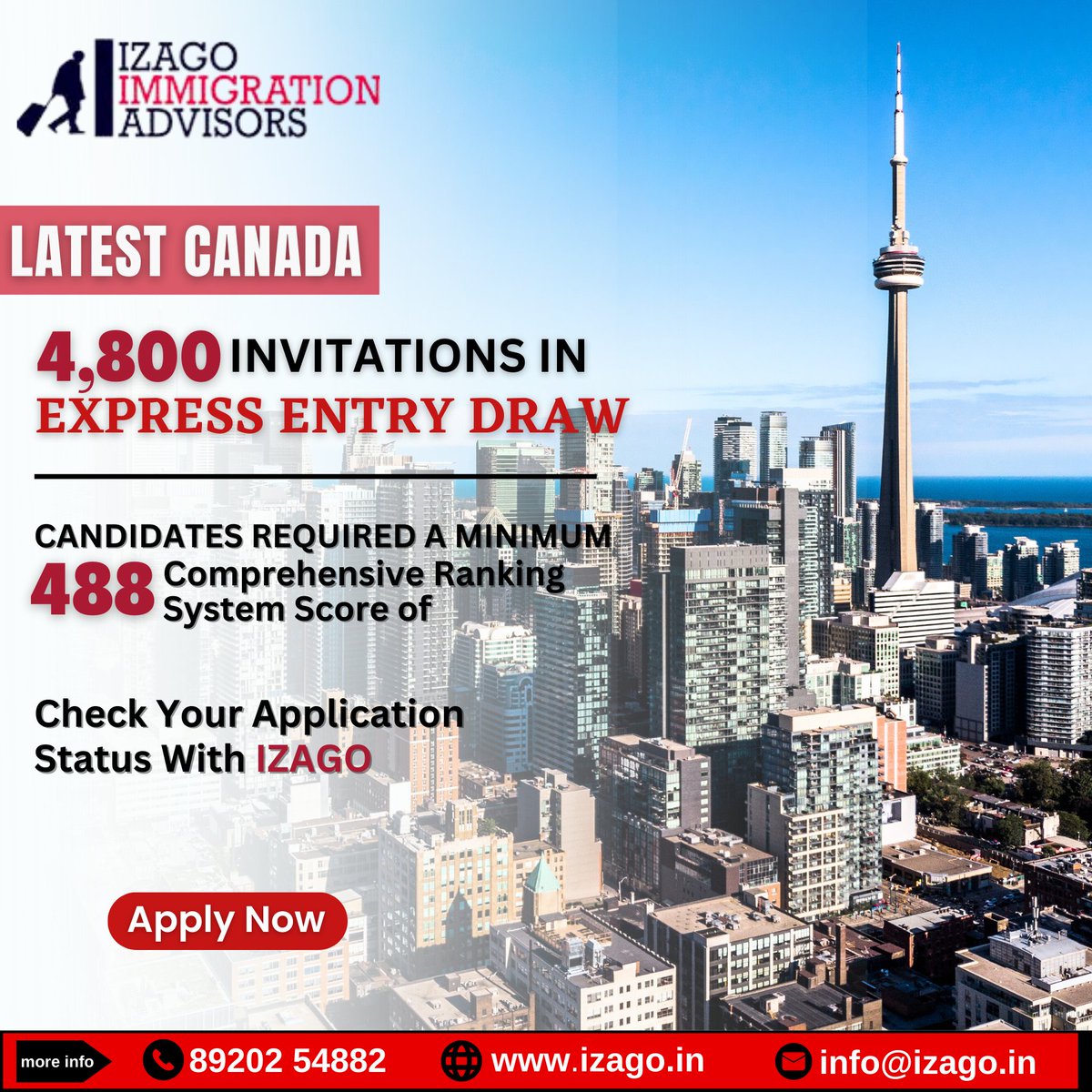 AdvisorIzago's tweet photo. IRCC invites 4,800 candidates in latest Express Entry draw
For more information call us at +91- 89202 54882 or drop an email to us at info@izago.in
#skilledworkers #canadajobs #ircc #izago #immigration #izagoimmigration https://t.co/Iz2PcpkzkF