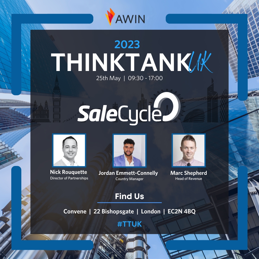 SaleCycle's tweet image. 📍We're here... are you coming? 

Meet us today at Awin's 2023 ThinkTank event, at Convene London. 

Speak to our ecommerce professionals to find out how SaleCycle can improve your brand - from browse to cart.

👋 See you soon! 

#ttuk #ecommerce #london #awin #thursdayvibes