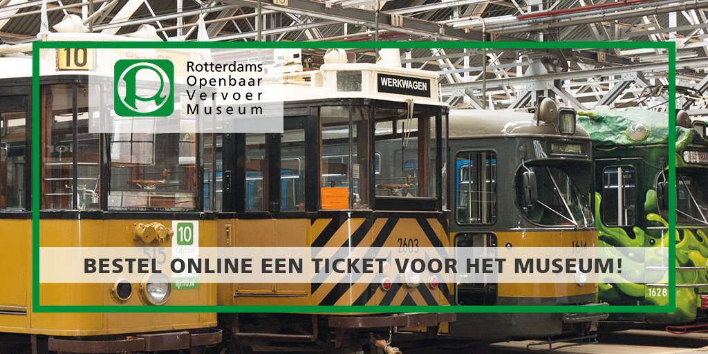 3 juni is er weer een open dag! Vanaf nu is het mogelijk om online een ticket te kopen voor het museum: tickets.rovm.nl Retourritten vanaf verschillende plaatsen in Rotterdam met een historische tram of bus zijn inbegrepen in de toegangsprijs voor het museum.