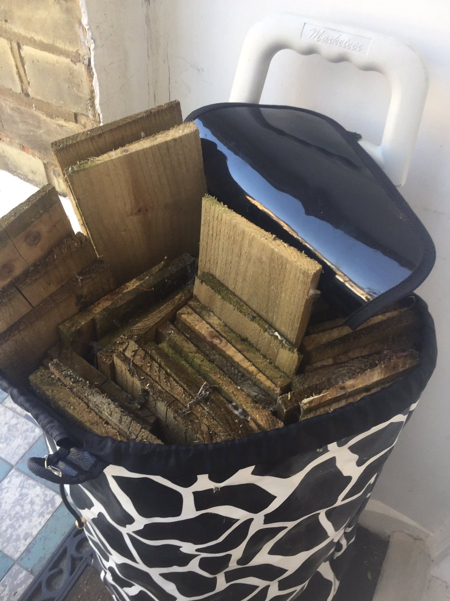 shazkhala's tweet photo. Love that others feel the same way as me about rescuing wood! I collected a pile of offcuts for a way-up-there idea I’m working on. Thanks David! Trolley all packed and ready to go https://t.co/UTRhxTGAA1