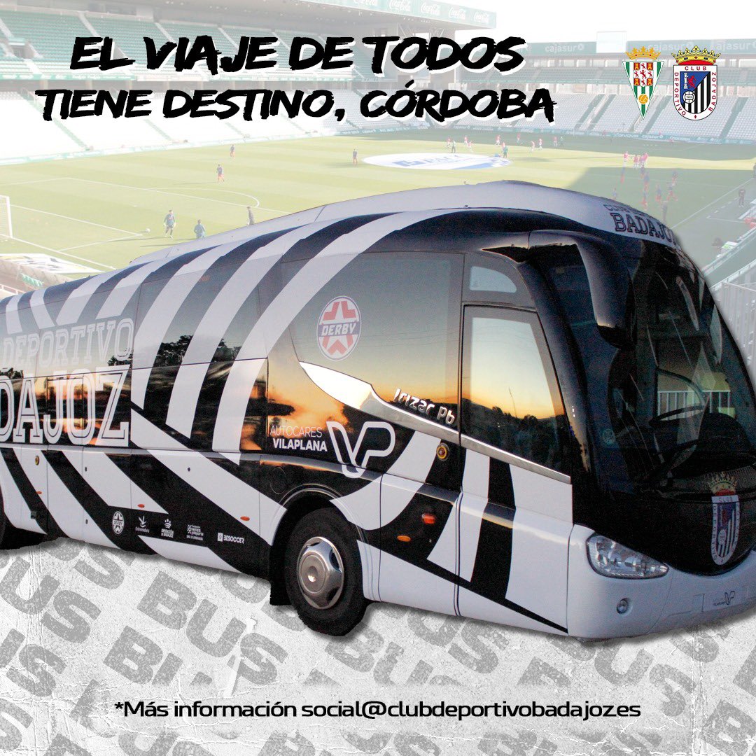 ¡Buenos días blanquinegros! 

¡Últimas 15 plazas disponibles del autobús 15! 

🚌Nos vamos a Córdoba 

#CórdobaBadajoz