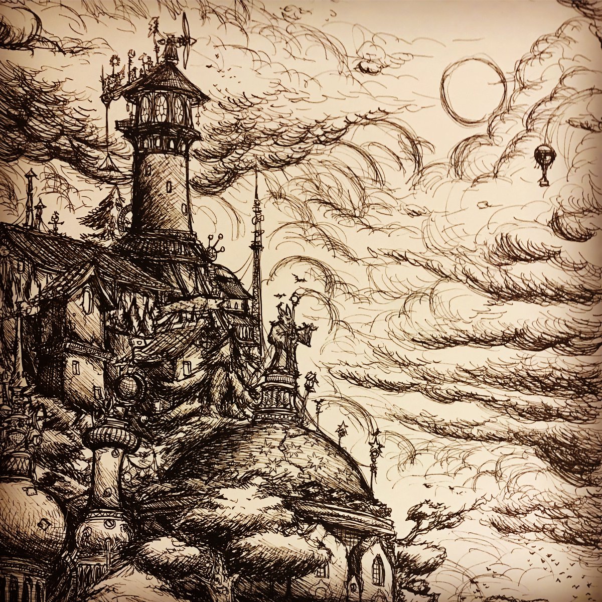 My first try at pencil-less drawing in many, many years.