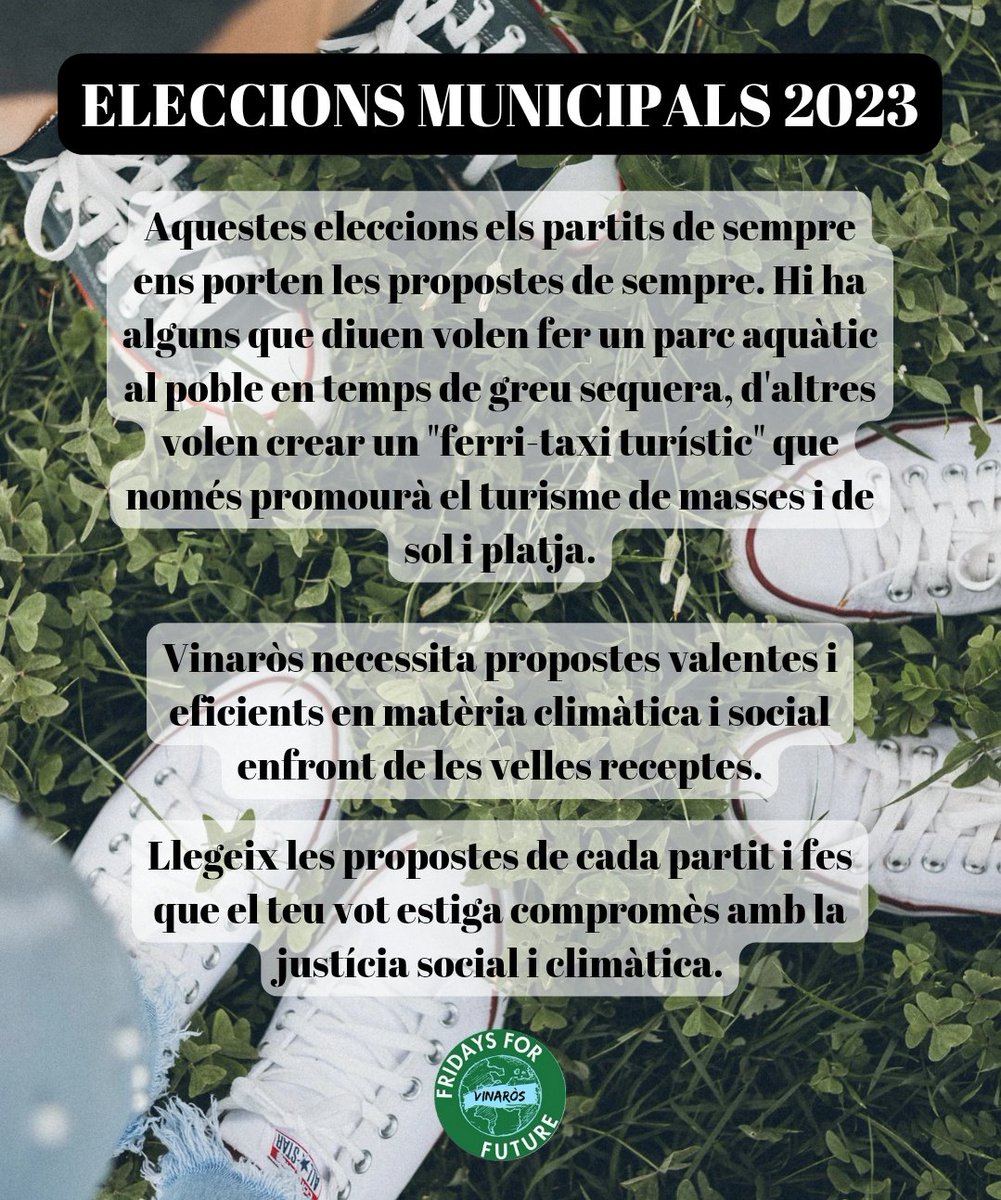 ✊🌱 En la creació d'un Vinaròs més verd, igualitari i adaptat als efectes de l'emergència climàtica cada vot compta!