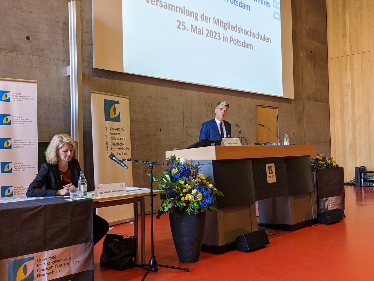 Ouverture de l'assemblée des établissements membres de l'Université franco-allemande par Philippe Gréciano, président de l'@DFHUFA @unipotsdam