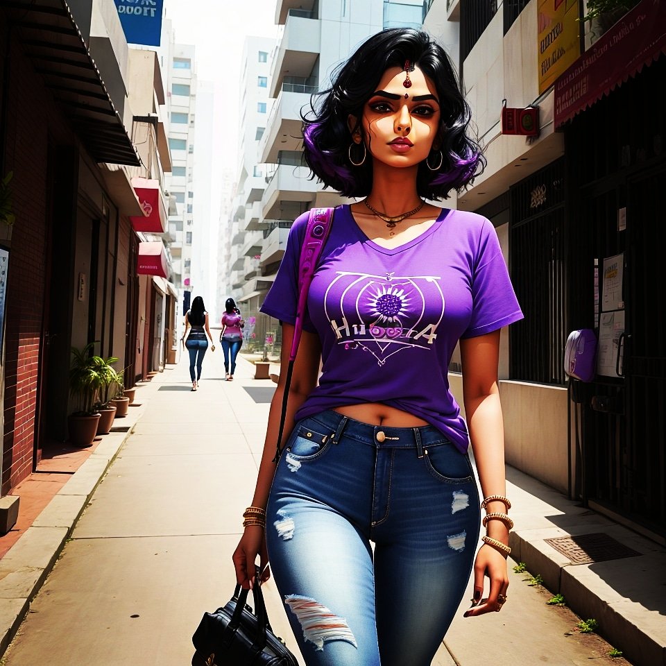 UrviAi_art's tweet photo. Trying out new places :) #stablediffusion #aiartcommunity #AIArtwork #AIphoto #indian #indianaiartist #indianaiart #indiaaiart #Purple #purplehair #casualoutfit #aigirls https://t.co/ujtWtay64X