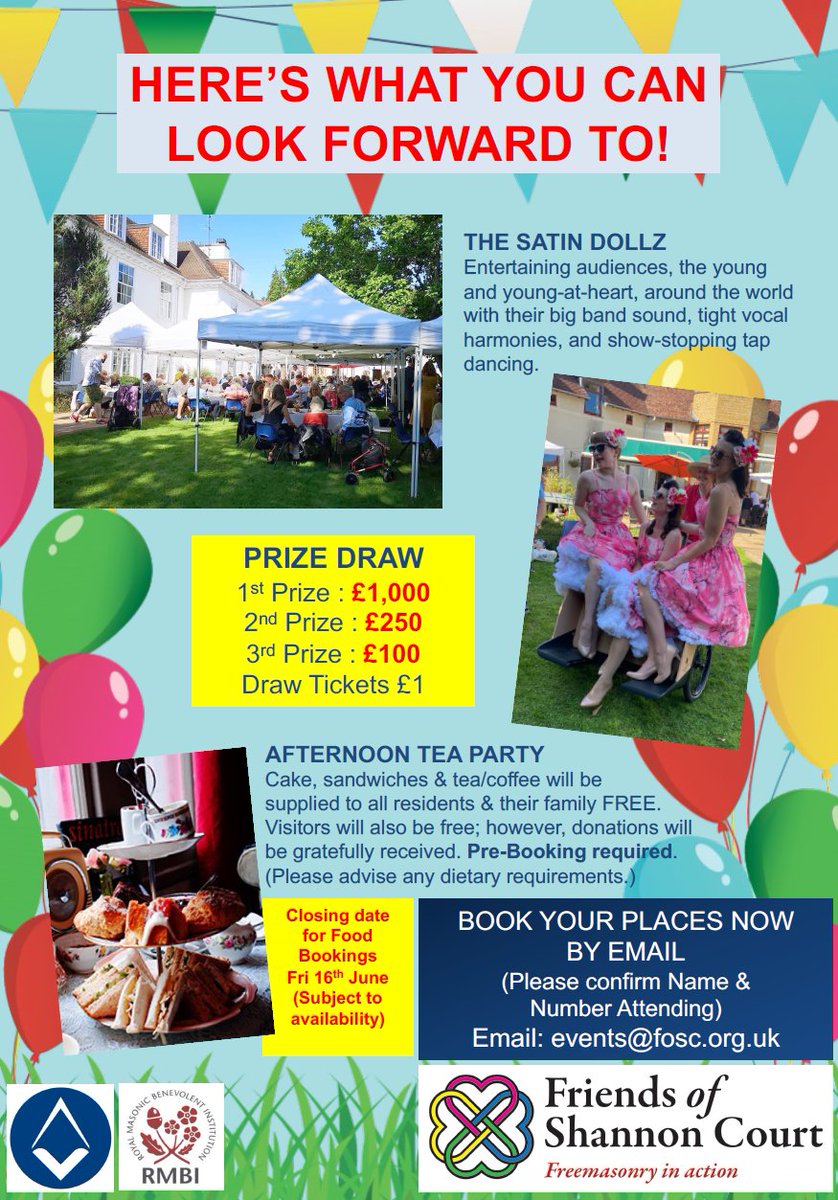 On Sunday 25th June the Friends of Shannon Court will be holding their annual High Tea Party. All profits are donated to the Association of Friends of Shannon Court and dedicated to improving the lives of the residents. See the images for booking information!❤️