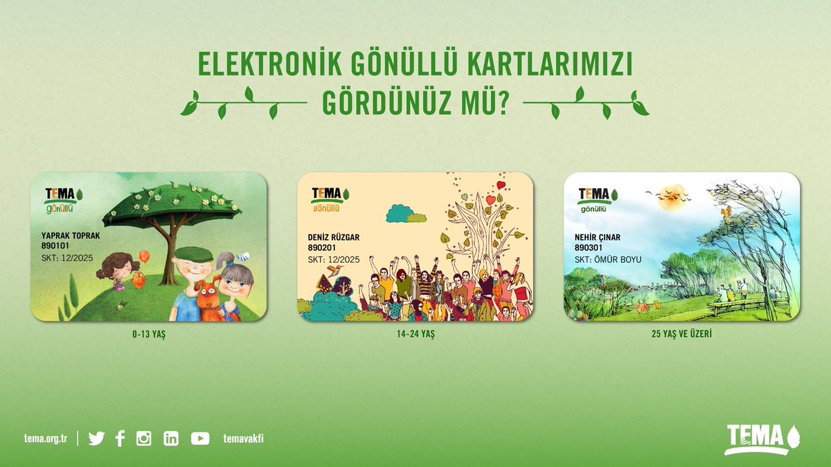 Elektronik Gönüllü Kartlarımızı Gördünüz mü? 🥳
 
💳 Artık gönüllülük başvurusu yaparken, kart türünde “Elektronik Kart İstiyorum” seçeneğini tercih ederek karbon ayak izinizi azaltabilirsiniz!
 
💌 “Elektronik Kart İstiyorum" seçeneğini tercih ettiğinizde başvuru esnasında