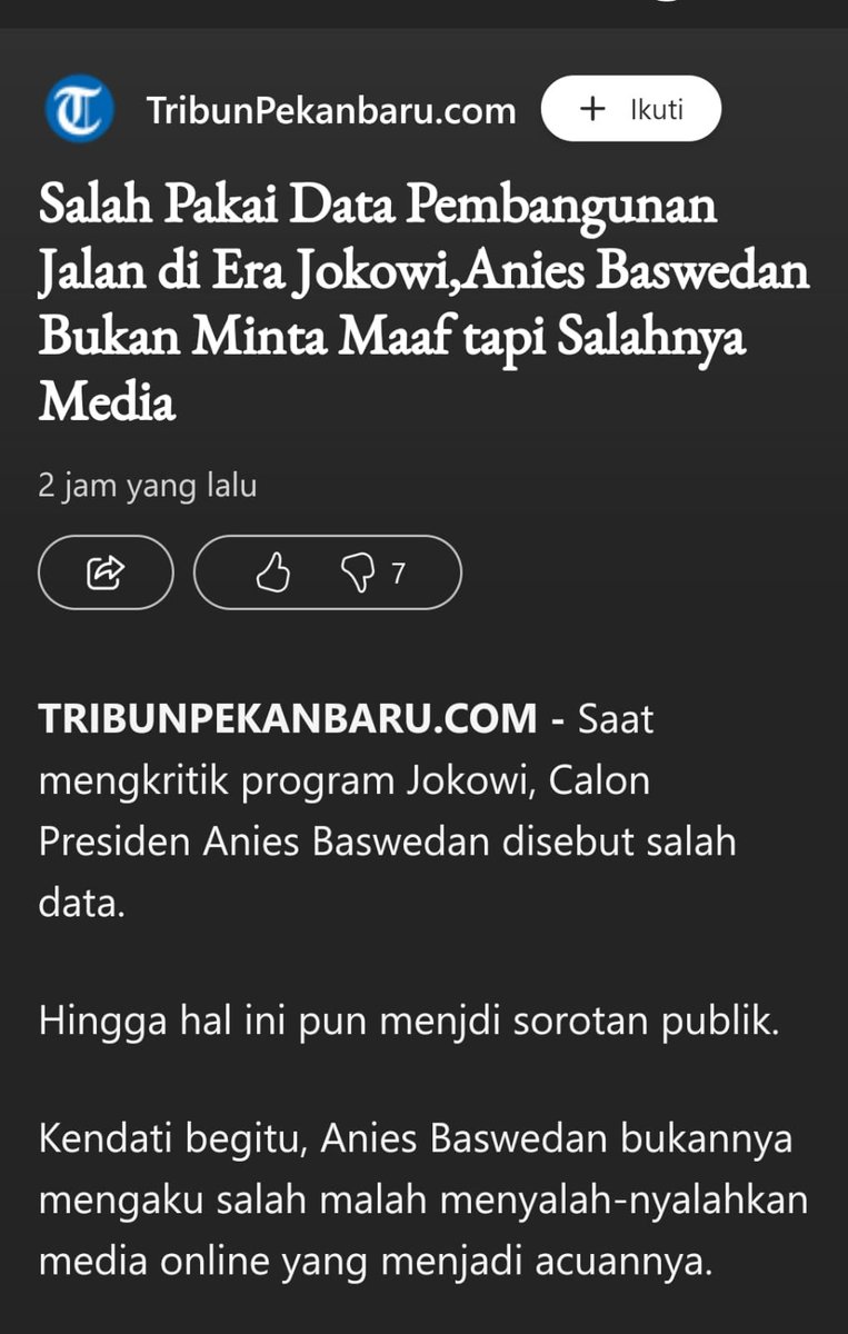 [KAMBING HITAM]

Benar dugaan saya, Anies tidak akan meminta maaf atas kekeliruan fatal soal perbandingan pembangunan jalan non-toll era SBY dan Jokowi.

Maka, di twitt saya [OJO KESUSU], saya sindir "ga perlu minta maaf, akan menurunkan gengsi sebagai bacapres".

Wah, ternyata