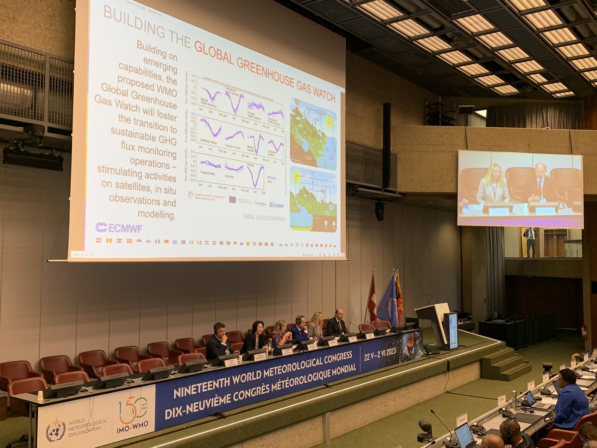 Listening to talk by @VHPeuch at the @WMO Congress about the fantastic progress made in continuous monitoring of atmospheric pollution and composition in framework of the Global Atmospheric Watch (GAW). The just approved Global Greenhouse Gas Watch will certainly allow further