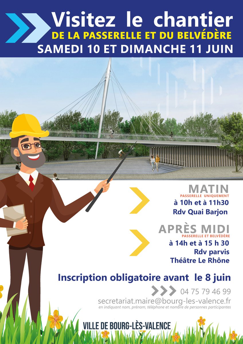 🤩 Samedi 10 et dimanche 11 juin, le chantier de la passerelle et du belvédère de l’Ile-Parc Girodet vous ouvre ses portes. Venez découvrir et visiter ce chantier d’envergure. Inscription avant le 8 juin au 0475794699. Programme des visites : vu.fr/iAMP