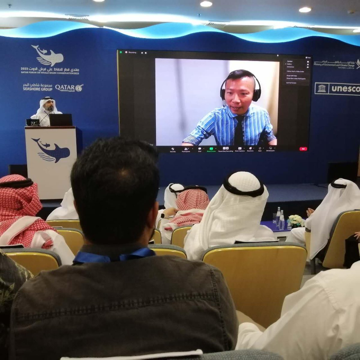 AAVLab2014's tweet photo. So honored to be invited by the Ministry of Environment and Climate Change, Qatar to present in the “Qatar Forum on Whale Shark Conservation 2023” on this Monday. Glad to virtually present our experiences in the use of diagnostic ultrasonography on sharks! Thank you so much! https://t.co/6htZ4HbIsb