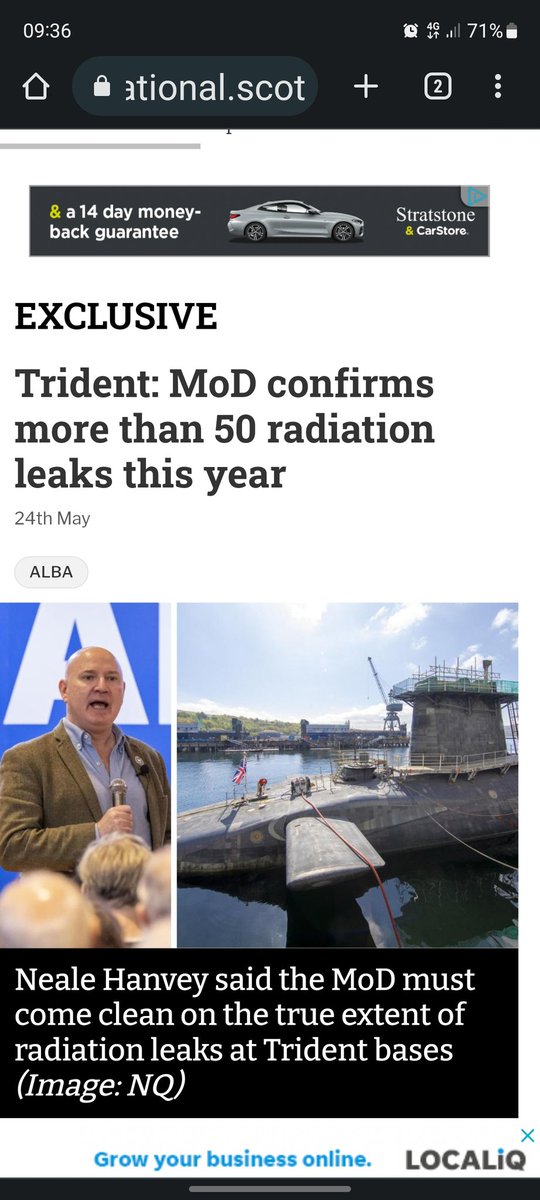 @BBCGaryR @BBCIainMac The ferries the ferries fck the ferries, why are you not highlighting the 58 radiation leaks in Faslane this year alone, or does it not fit ur unionist propaganda. Qare hanging over the safety of Britain’s nuclear arsenal after it was revealed there were 58 radiation leaks.