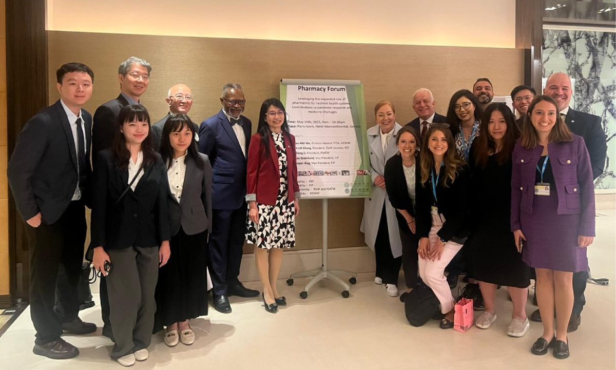 FIP_org's tweet photo. Leveraging the expanded role of #pharmacists for resilient health systems was the topic of discussion at a forum held yesterday in Geneva, Switzerland, by the Pharmaceutical Society of Taiwan, supported by FIP. #WHA76 https://t.co/ggLWNcMYcl
