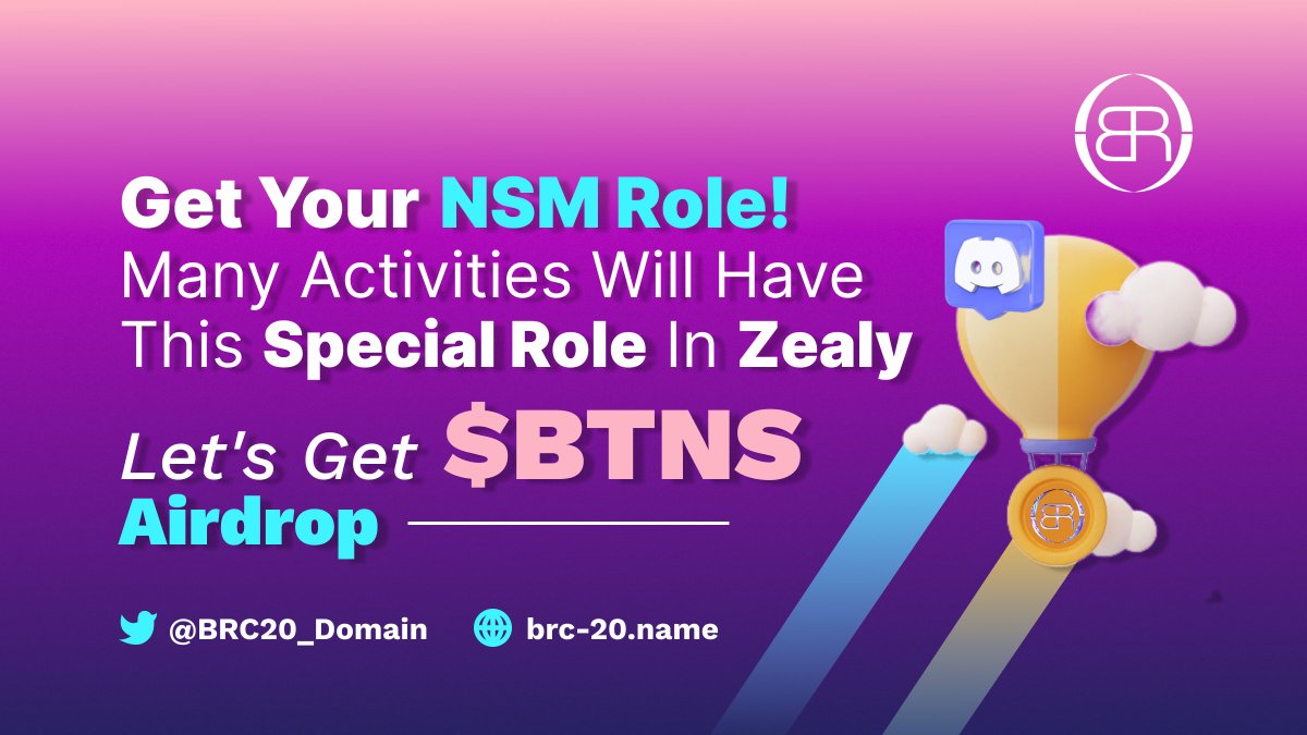 🔥 Let's Get $BTNS Airdrop 🔥

🎖Get Your Special Role 'NSM' In Zealy or Discord!

zealy.io/c/brc20nameser…

The Mint Pass Coming Soon...
Pass Holder Will Have Biggest Benefit💎

#BRC20 #NFT #Domain #Airdrop #Nameservice