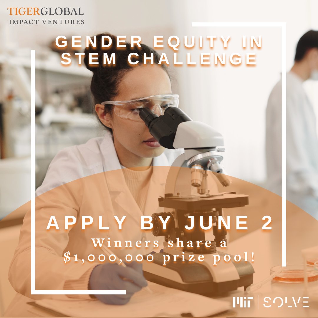 Excited to select innovative solutions advancing #GenderEquityinSTEM with <a href="/SolveMIT/">MITSolve</a> and #TGIV 👏 Learn more about the Gender Equity in STEM challenge here: solve.mit.edu/challenges/gen…