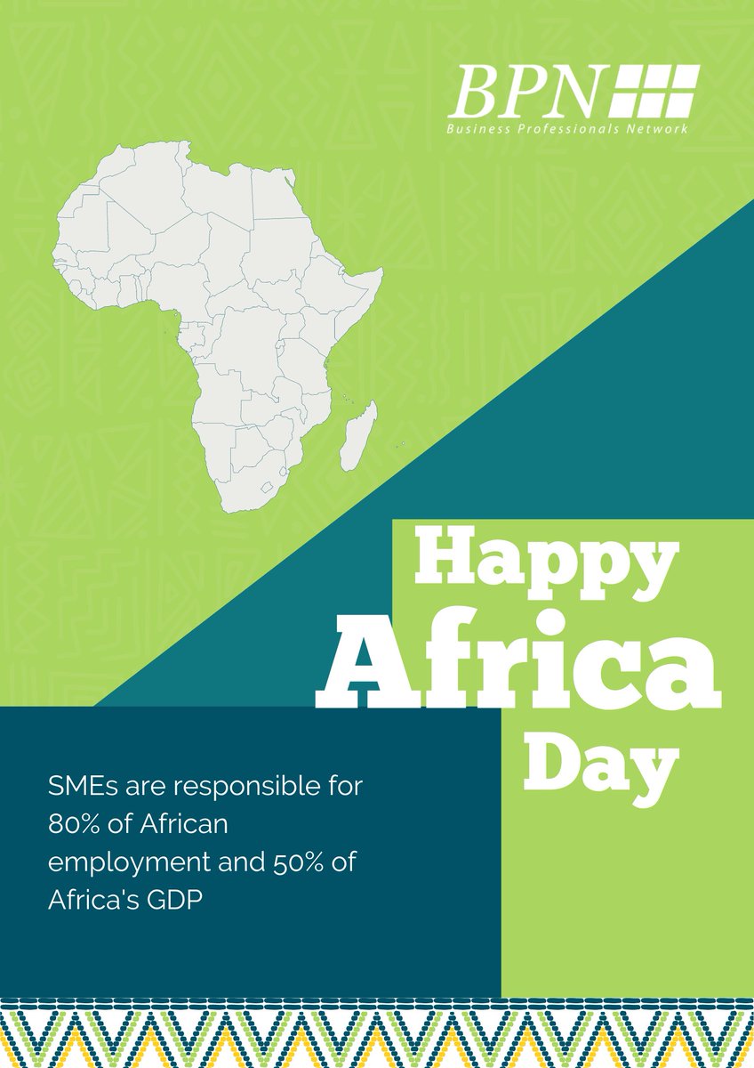 Happy #AfricaDay2023! 
SMEs are responsible for 80% of African employment and 50% of Africa's GDP. SMEs are leading the way in creating jobs, driving economic growth, and improving lives. Today, we celebrate the hard work and dedication of entrepreneurs across the continent. 🌍