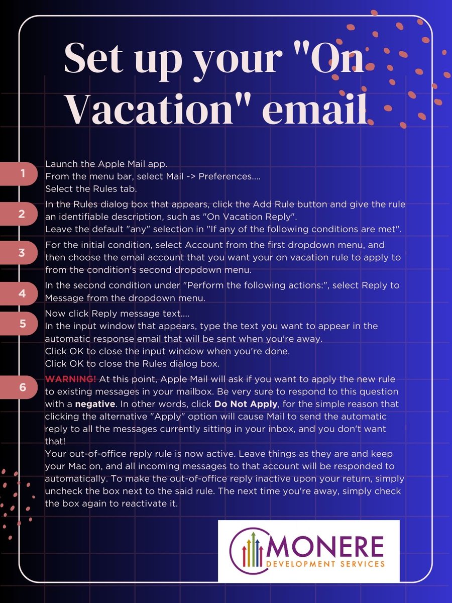 As we approach holiday season 🌞✈️🚘
Here are some tips to help you set up your out of office emails 📧

#holidayseason #holidayprep #outofoffice #switchingoff #reset #timeoff #holidays