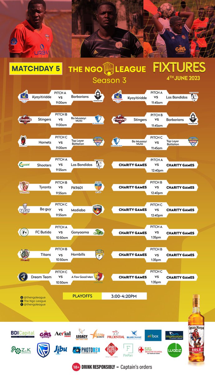 thengoleague's tweet photo. Match Day 5 fixtures are here and Oh My! oh My! What a lineup of mouthwatering matchups 🙌🏾! @02Shooters vs @LosBandidos2k
@Dream_Team08 vs @FewgoodmenF
@Butida06 vs @gonyaamafc
to mention but a few.
#TNLSn3 #WeekendAffair #ToffaNyonta https://t.co/QIJQAibQ2A