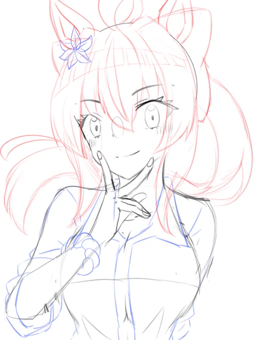 skebで依頼されてる絵の下描き