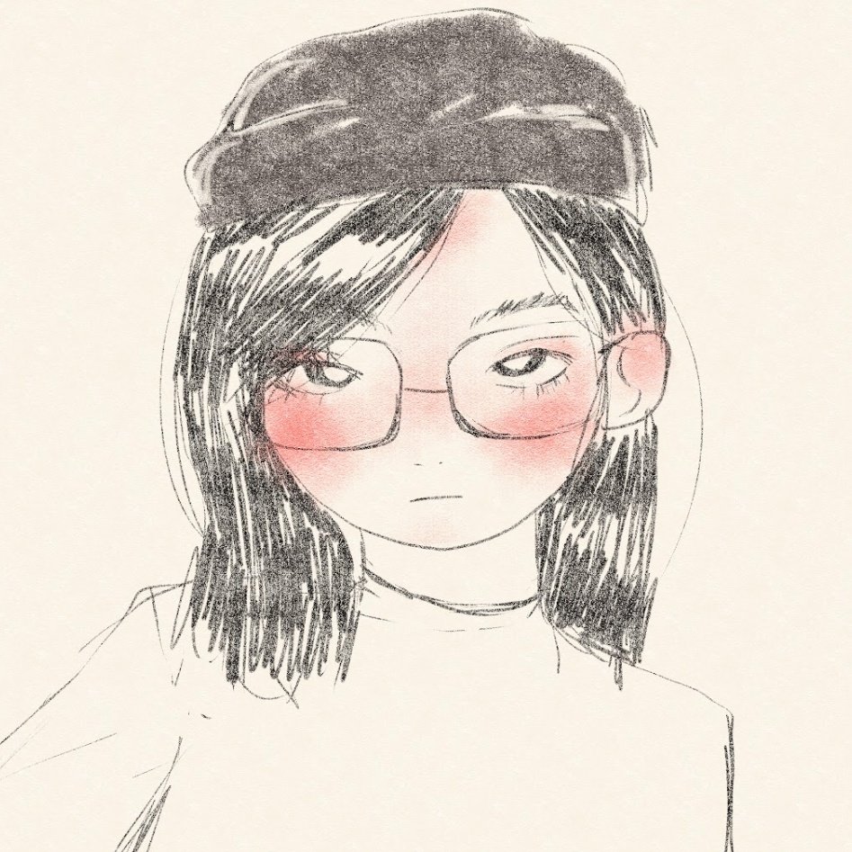 1girl solo glasses blush black hair hat simple background  illustration images