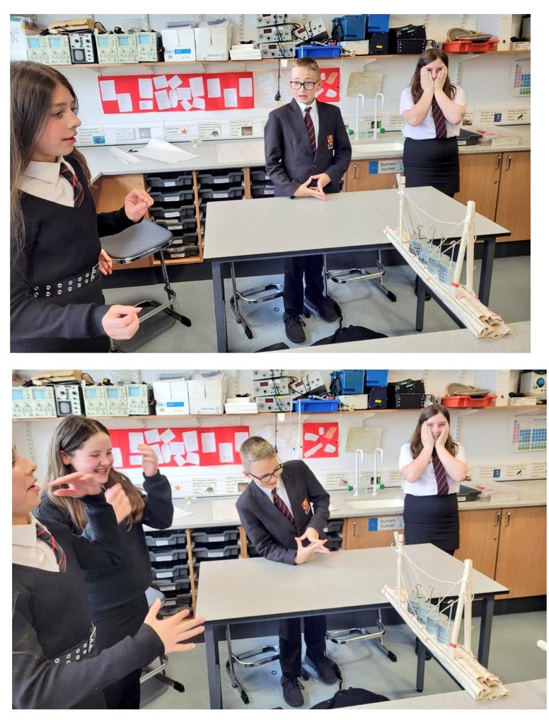 Miss_I_Iqbal's tweet photo. S1s designed, constructed and tested their bridges, making sure they met the design brief, as well as evaluated their meta-skills! #STEM #IDL #DYW #BridgeBuildingChallenge @skillsdevscot @LesmahagowHigh https://t.co/xZsZBecsdr