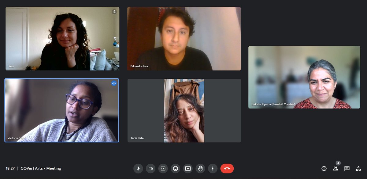 COVert Arts team meeting yesterday. We talked about our principles as strategic actions are reviewed, collective decisions making and plans with members Eduardo Jara <a href="/TarlaPatel/">Tarla Patel</a> <a href="/dakshapip/">Daksha Piparia</a> <a href="/TweetSherrie/">Sherrie Edgar</a> <a href="/ViktoriaSesi/">viktoria sesi</a> Theo Ioannou Paul Chokran #cocreation