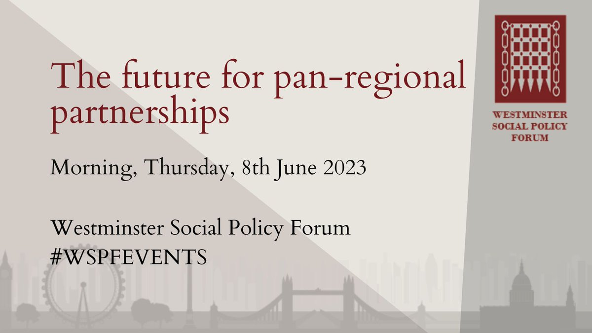 Are you interested in The future for pan-regional partnerships?

Join <a href="/WSPFEvents/">WSPF Events</a> on the 8th June to discuss this with speakers including <a href="/GreatSW_uk/">Great South West</a> <a href="/SONeill_NHSA/">Seamus O'Neill</a> <a href="/EconomicHeart/">England's Economic Heartland transport body</a> <a href="/NP_Partnership/">The Northern Powerhouse Partnership</a> <a href="/RoChMen/">Roger Mendonca</a> <a href="/EstuaryEnvoy/">Thames Estuary Envoy</a> @WesternGateway_!

More info: westminsterforumprojects.co.uk/conference/Pan…
